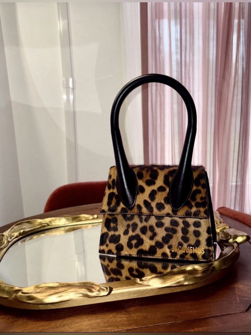 Jacquemus Le Chiquito Moyen Leopard Haircalf Top Handle Bag NWOT | Rare